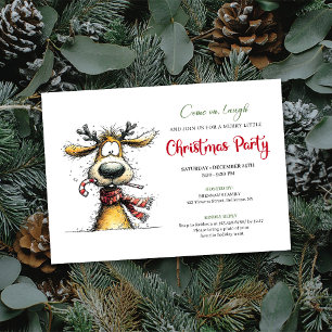 Playful Whimsical Reindeer Holiday Invitation