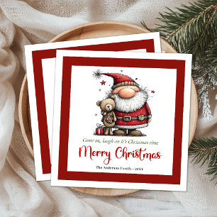 Playful Whimsy Santa Claus Funny Paper Napkins
