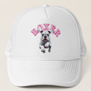 Playful White Boxer Dog Trucker Hat