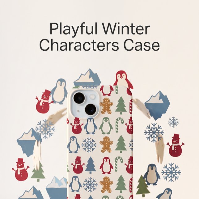 Playful Winter Characters  iPhone 15 Case (Creator Uploaded)