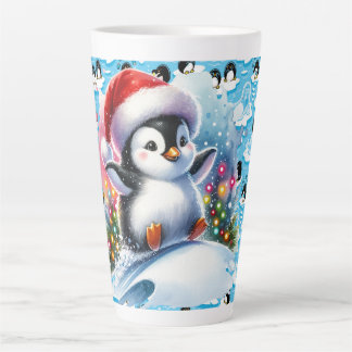 Playful Winter Penguins Latte Mug