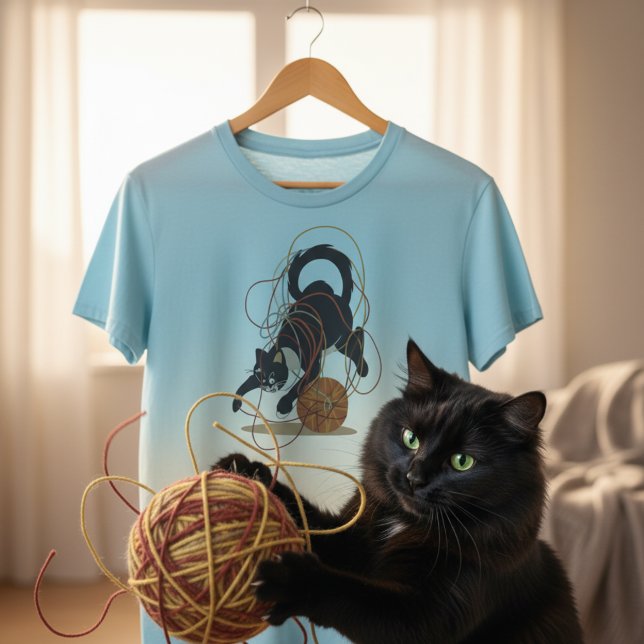 Playful Yarn Ball Cat Design – Funny Cute Cat T-Shirt (Creator Uploaded)