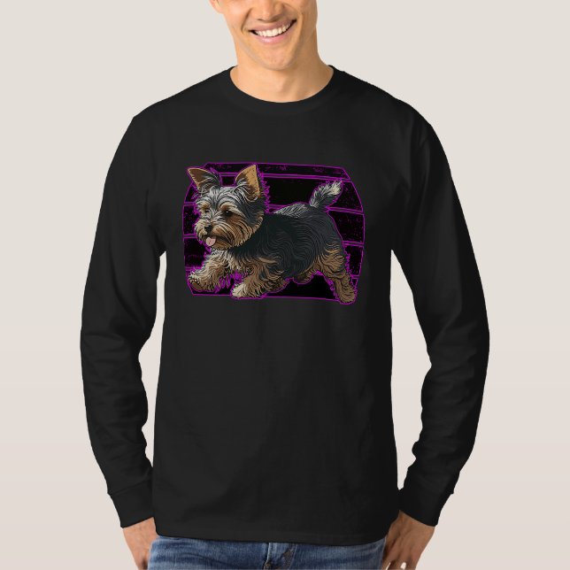Playful Yorkshire Terrier Dog Pop Art Proud Yorkie T-Shirt (Front)