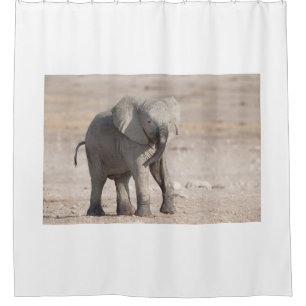 Playful young elephant shower curtain