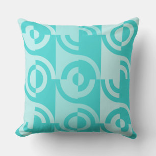 Playfully Fragmented Blue Circles Patterned Cushion