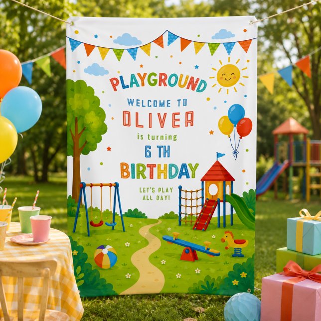 Playground Adventure 6th Birthday Park Party Banner (Playground Adventure 6th Birthday Park Party Banner
)