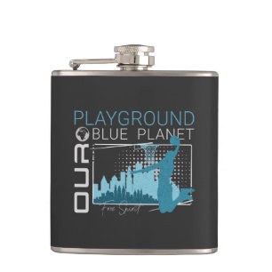 Playground Basket Ball Player Planet Earth Vibes Hip Flask