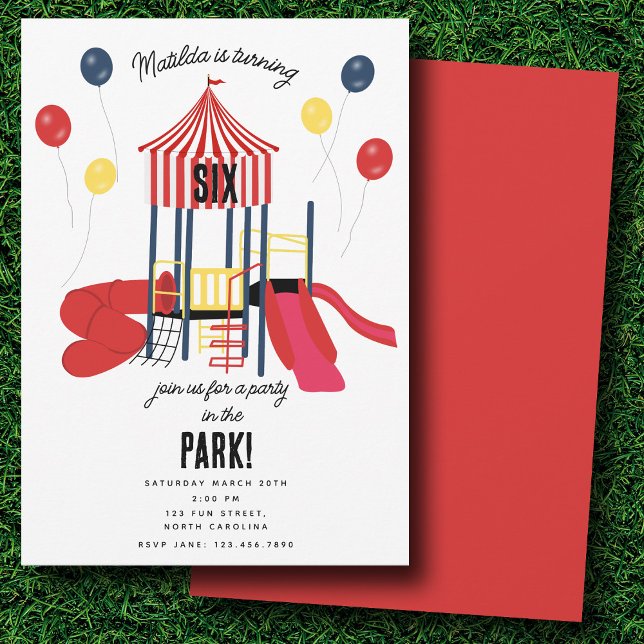 Playground Birthday Party in the Park Kids Invitation (Playground Birthday Party in the Park Kids Invitation)