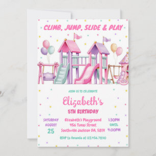 Playground, Bounce Jump, Trampoline Birthday  Invitation