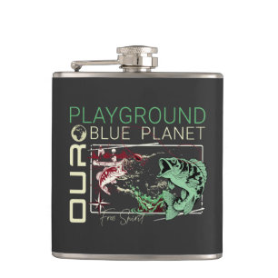 Playground Fishing Nature Planet Earth Good Vibes Hip Flask