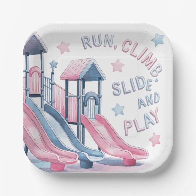 Playground Fun Birthday Bash Paper Plate (Front)