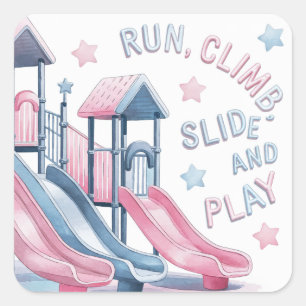 Playground Fun Birthday Bash Square Sticker