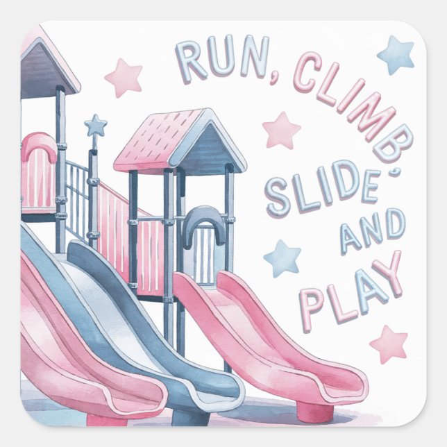 Playground Fun Birthday Bash Square Sticker (Front)