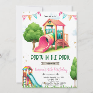 Playground girl theme birthday invite
