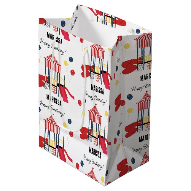 Playground Kids Boys Girls Birthday Custom Name Medium Gift Bag (Front Angled)
