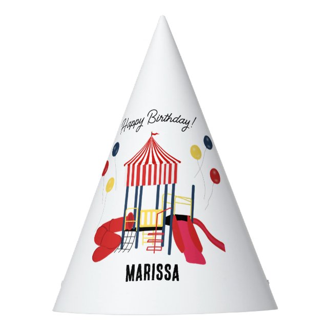 Playground Kids Boys Girls Birthday Custom Name Party Hat (Front)