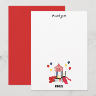Playground Kids Boys Girls Birthday Custom Name Thank You Card
