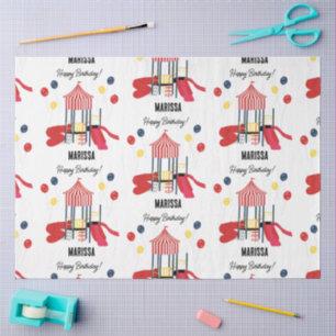Playground Kids Boys Girls Birthday Custom Name Tissue Paper