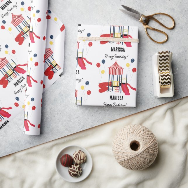 Playground Kids Boys Girls Birthday Custom Name Wrapping Paper (Crafts)