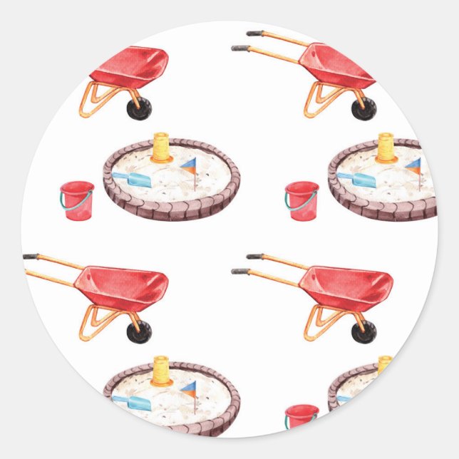 Playground Park Birthday Sand Box Party Classic Round Sticker (Front)