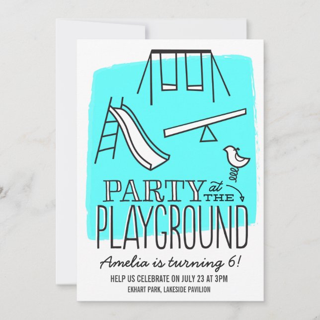 Playground Party Invite - Aqua (Front)