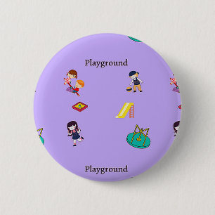 Playground pattern on purple 6 cm round badge