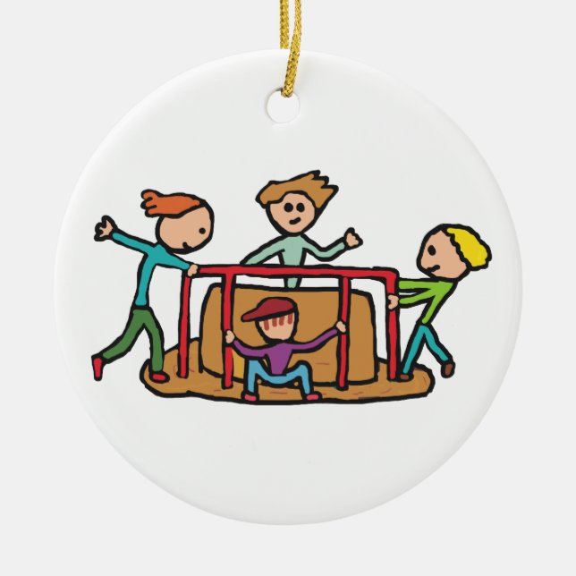 Playground Roundabout Ceramic Tree Decoration (Front)