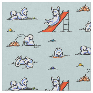 Playground Samoyeds Touch of Teal Fabric