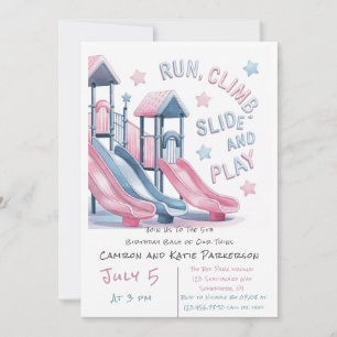 Playground Slide Super Fun Birthday Bash Welcome  Invitation