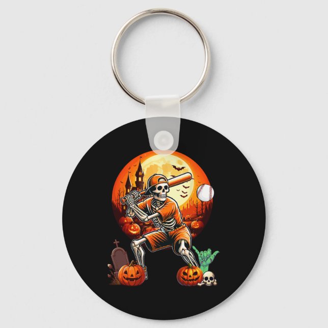 Playing Baseball Halloween Player Trainer Fan Love Key Ring (Front)