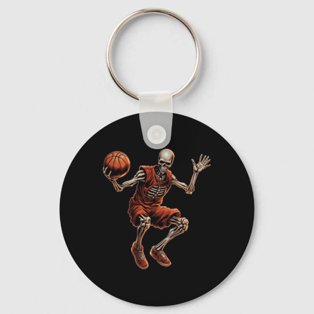 Playing Basketball Cool Funny Halloween  Key Ring (Front)