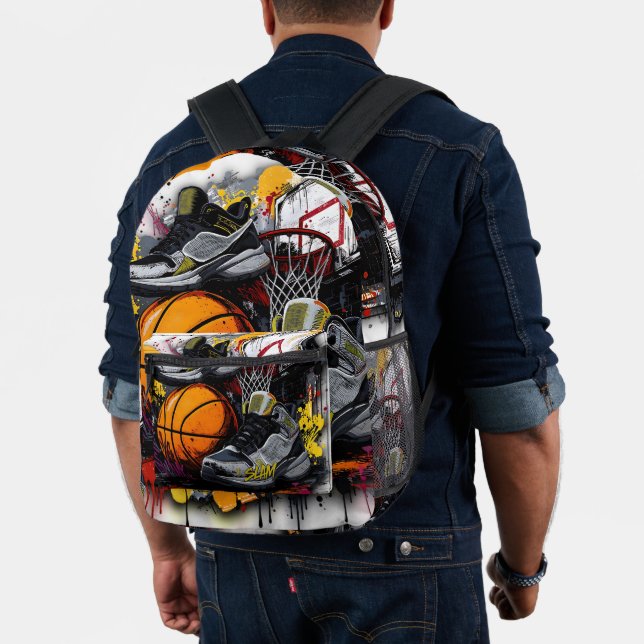 Playing Basketball in My Old Lucky Sneakers Printed Backpack (Insitu (Model))