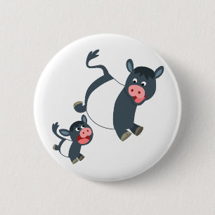 Playing Belted Galloway Cow & Calf Button Badge