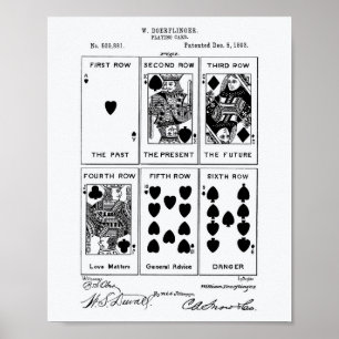Playing Card 1893 Patent Art White Paper Poster
