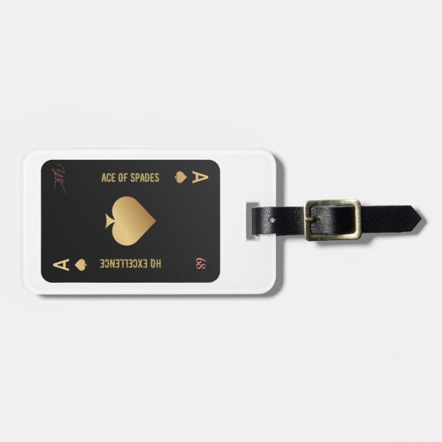Playing card, ace of spades luggage tag (Front Horizontal)