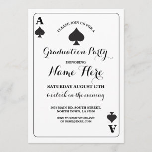 Playing Card Ace of Spades Vegas Graduation Invite
