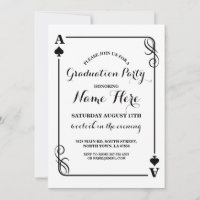Playing Card Ace of Spades Vegas Graduation Invite