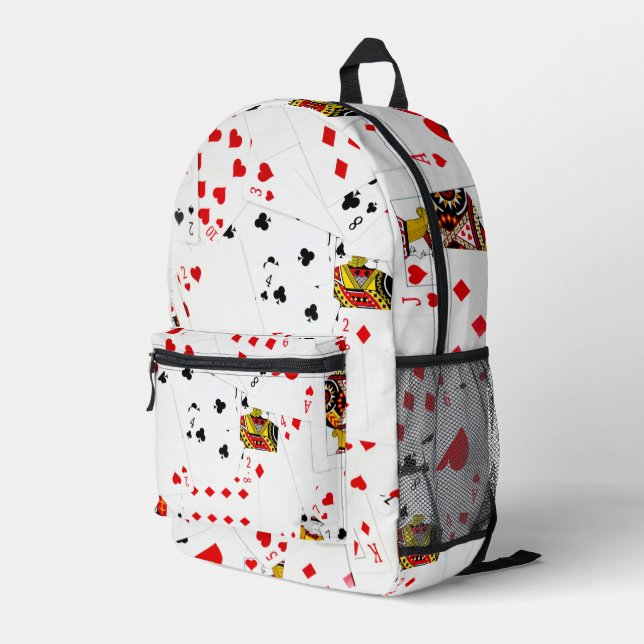 Playing Card Collection Printed Backpack (Back Corner Right)