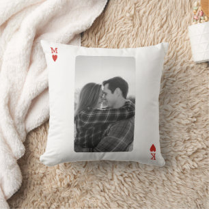 Playing Card Couple Photo Romantic Love Heart Gift Cushion