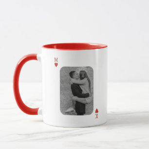 Playing Card Couple Photo Romantic Love Heart Gift Mug