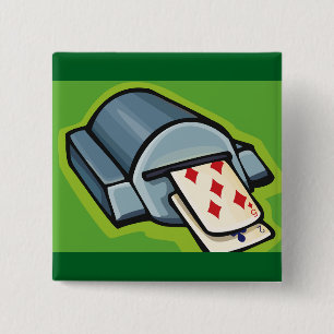 Playing Card Dealer Machine Poker and Casino 15 Cm Square Badge