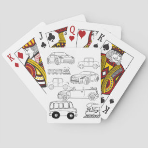 Playing Card Deck Colouring School Bus Cars Trains