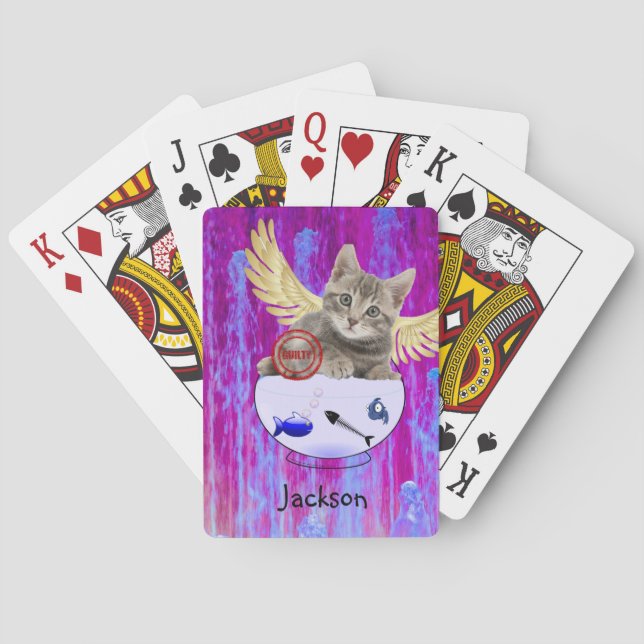 Playing Card Deck Kitten Fish Bones Guilty (Back)