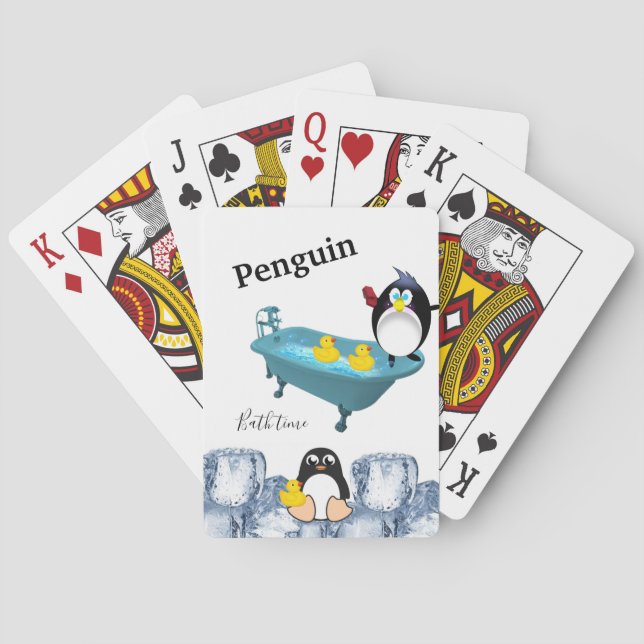 Playing Card Deck Penguin Bath Time Yellow Ducks (Back)