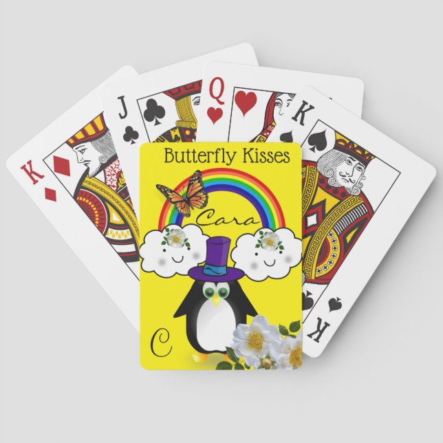 Playing Card Deck Penguin Rainbow Butterfly (Back)