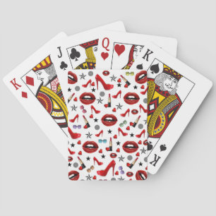 Playing Card Deck Red Lipstick Heels