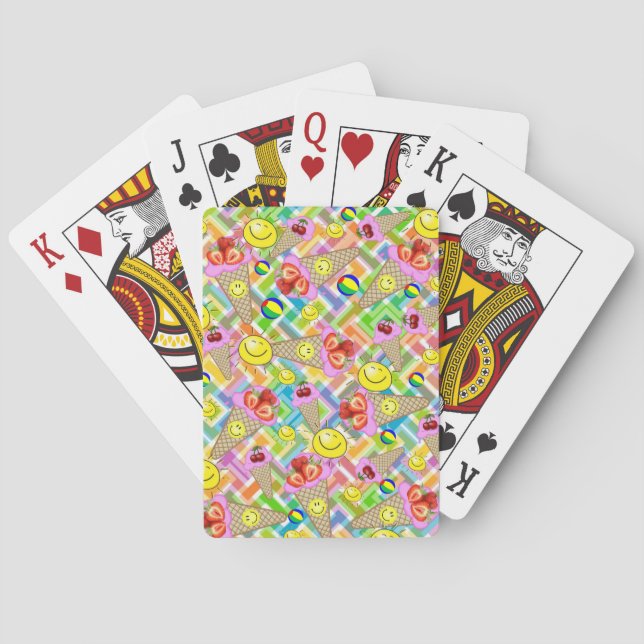 Playing Card Deck Strawberry Ice Cream Cones (Back)