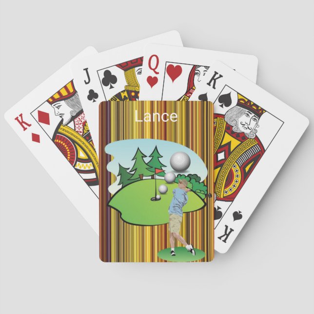 Playing Card Deck Stripe Golf Ball Golfer (Back)