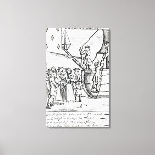 Playing card depicting immigrants arriving canvas print