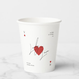 Playing Card Heart Casino Nevada Vegas Wedding Paper Cups